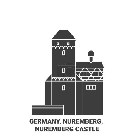 Téléchargez les illustrations : Allemagne, Nuremberg, Château de Nuremberg illustration vectorielle de ligne de voyage - en licence libre de droit