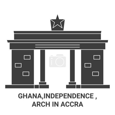 Téléchargez les illustrations : Ghana, Indépendance, Arc Dans Accra Voyage illustration vectorielle de ligne historique - en licence libre de droit