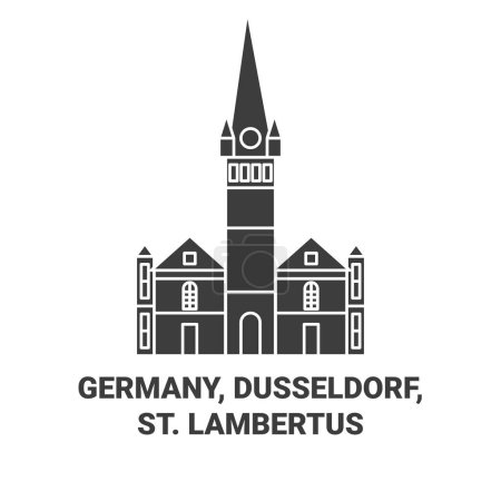 Ilustración de Alemania, Düsseldorf, St. Lambertus viaje hito línea vector ilustración - Imagen libre de derechos