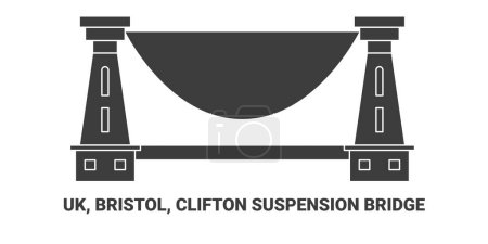 Ilustración de Inglaterra, Bristol, Clifton puente colgante, recorrido hito línea vector ilustración - Imagen libre de derechos