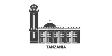 Ilustración de Tanzania recorrido hito línea vector ilustración - Imagen libre de derechos