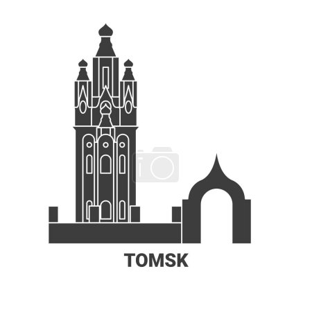 Illustration for Russia, Tomsk travel landmark line vector illustration - Royalty Free Image
