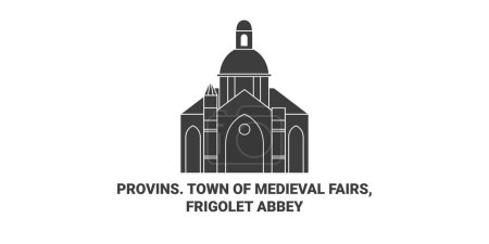 Illustration for France, Provins. Town Of Medieval Fairs, Frigolet Abbey travel landmark line vector illustration - Royalty Free Image
