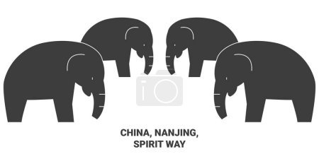 Illustration for China, Nanjing, Spirit Way travel landmark line vector illustration - Royalty Free Image
