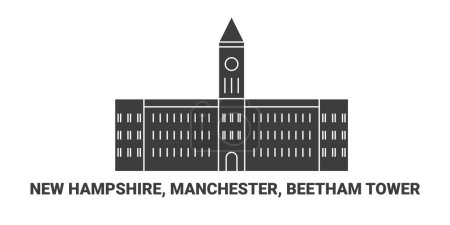 Illustration for United States, New Hampshire, Manchester, Beetham Tower, travel landmark line vector illustration - Royalty Free Image