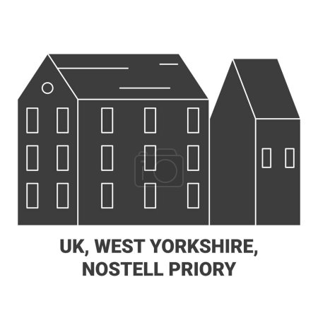 Ilustración de Reino Unido, West Yorkshire, Nostell Priorato de viaje hito línea vector ilustración - Imagen libre de derechos