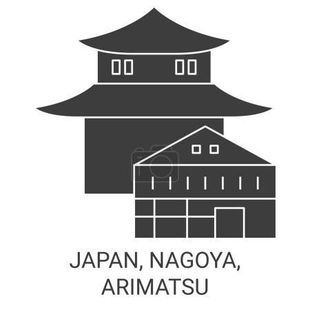Téléchargez les illustrations : Japon, Nagoya, Arimatsu voyages illustration vectorielle de ligne - en licence libre de droit