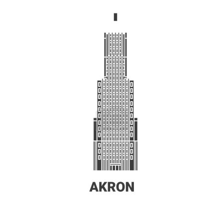 Ilustración de EE.UU., Akron viaje hito línea vector ilustración - Imagen libre de derechos