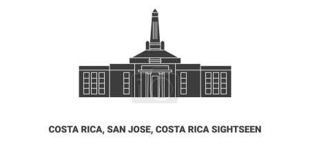 Téléchargez les illustrations : Costa Rica, San Jose, Costa Rica Illustration vectorielle de ligne de voyage touristique - en licence libre de droit