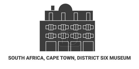 Téléchargez les illustrations : Afrique du Sud, Cape Town, District Six Museum, illustration vectorielle de ligne de repère de voyage - en licence libre de droit