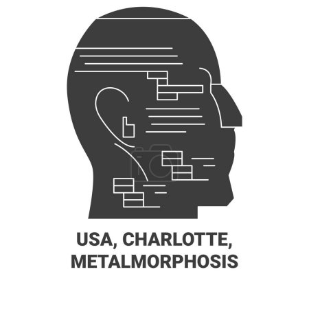 Illustration for Usa, Charlotte, Metalmorphosis travel landmark line vector illustration - Royalty Free Image