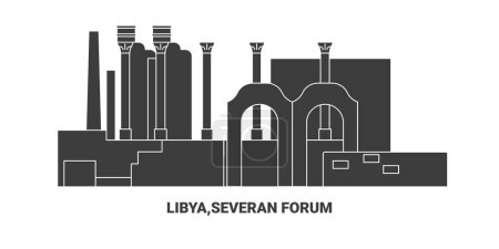 Ilustración de Libia, Severan Forum, ilustración de vector de línea de referencia de viaje - Imagen libre de derechos
