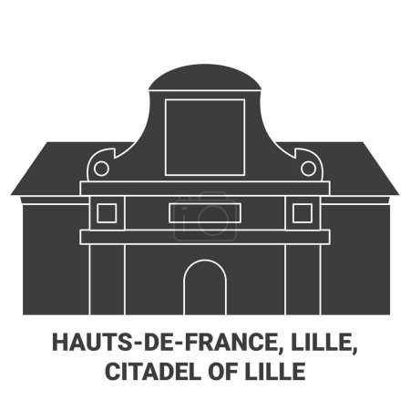 Illustration for France, Hautsdefrance, Lille, Citadel Of Lille travel landmark line vector illustration - Royalty Free Image