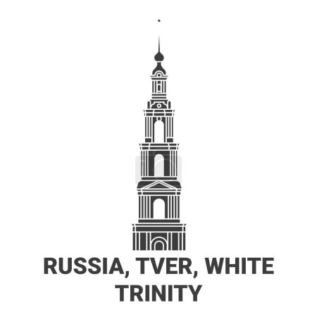 Illustration for Russia, Tver, White Trinity, travel landmark line vector illustration - Royalty Free Image