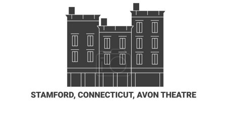 Illustration for United States, Stamford, Connecticut, Avon Theatre, travel landmark line vector illustration - Royalty Free Image