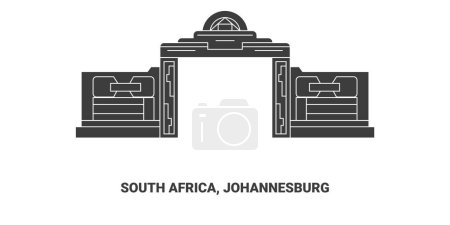 Illustration for South Africa, Johannesburg, travel landmark line vector illustration - Royalty Free Image