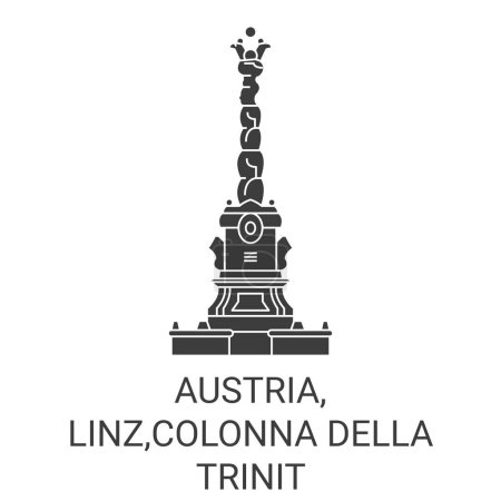 Téléchargez les illustrations : Autriche, Linz, Colonna Della Illustration vectorielle de ligne de voyage Trinit - en licence libre de droit