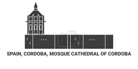 Ilustración de España, Córdoba, Mosquecathedral De Crdoba viaje hito línea vector ilustración - Imagen libre de derechos