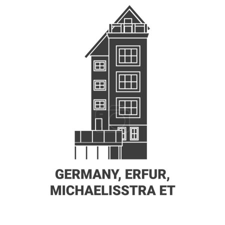 Ilustración de Alemania, Erfur, Michaelisstraet recorrido hito línea vector ilustración - Imagen libre de derechos