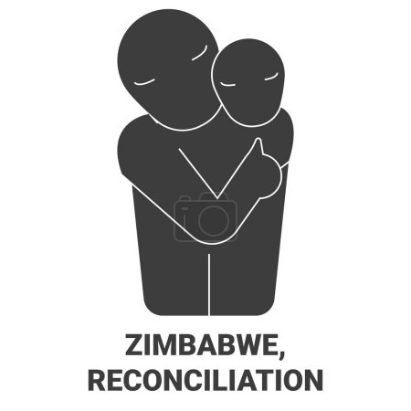 Téléchargez les illustrations : Zimbabwe, Voyage de réconciliation illustration vectorielle de ligne historique - en licence libre de droit