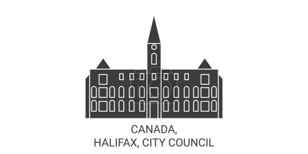 Illustration for Canada, Halifax, City Council travel landmark line vector illustration - Royalty Free Image