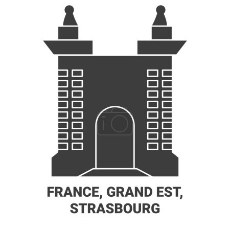 Téléchargez les illustrations : France, Grand Est, Strasbourg illustration vectorielle de ligne de voyage - en licence libre de droit