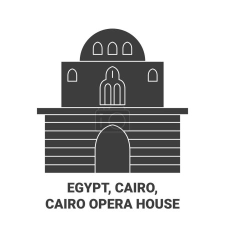 Ilustración de Egipto, El Cairo, El Cairo Opera House viaje hito línea vector ilustración - Imagen libre de derechos