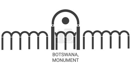 Ilustración de Botswana, Monumento recorrido hito línea vector ilustración - Imagen libre de derechos