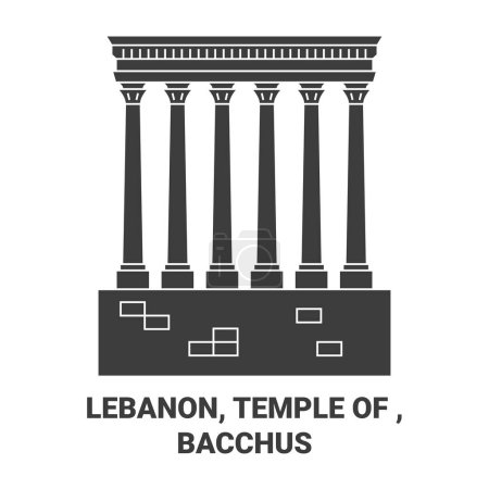 Illustration for Lebanon, Temple Of , Bacchus travel landmark line vector illustration - Royalty Free Image