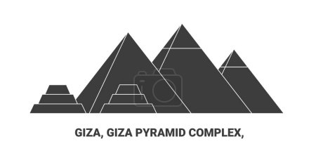 Ilustración de Egipto, Giza, Complejo Pirámide de Giza, ilustración de vectores de línea de referencia de viaje - Imagen libre de derechos