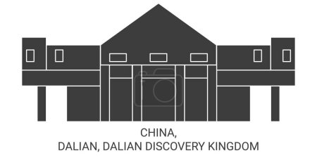 Illustration for China, Dalian, Dalian Discovery Kingdom travel landmark line vector illustration - Royalty Free Image