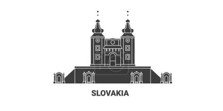 Illustration for Slovakia, Landmark travel landmark line vector illustration - Royalty Free Image