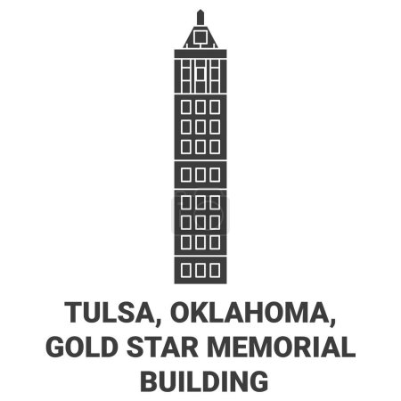 Ilustración de Estados Unidos, Tulsa, Oklahoma, Gold Star Memorial Building viaje hito línea vector ilustración - Imagen libre de derechos