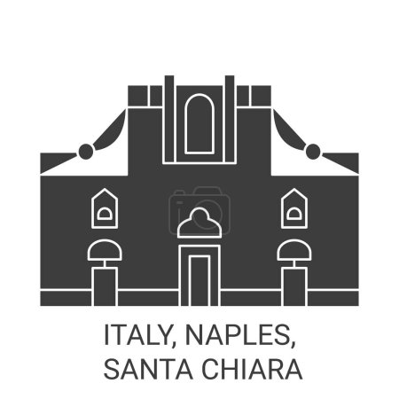 Téléchargez les illustrations : Italie, Naples, Santa Chiara Voyage illustration vectorielle de ligne historique - en licence libre de droit