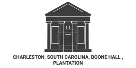 Ilustración de Estados Unidos, Charleston, Carolina del Sur, Boone Hall, Plantación viaje hito línea vector ilustración - Imagen libre de derechos