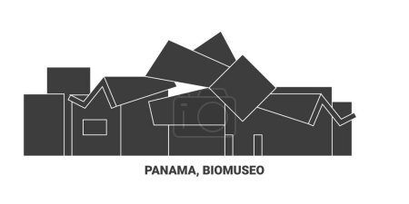 Illustration for Panama, Biomuseo, travel landmark line vector illustration - Royalty Free Image