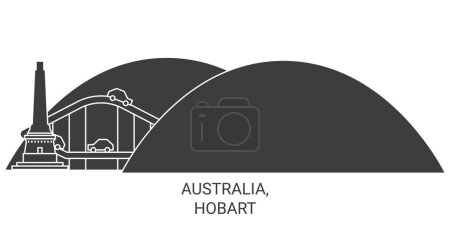Téléchargez les illustrations : Australie, illustration vectorielle de ligne de voyage Hobart - en licence libre de droit