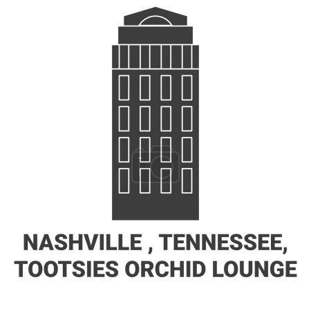 Téléchargez les illustrations : États-Unis, Nashville, Tennessee, Tootsies Orchid Lounge Travel illustration vectorielle de ligne de repère - en licence libre de droit