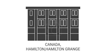 Téléchargez les illustrations : Canada, Hamilton, Hamilton Illustration vectorielle de ligne de repère de voyage de Grange - en licence libre de droit