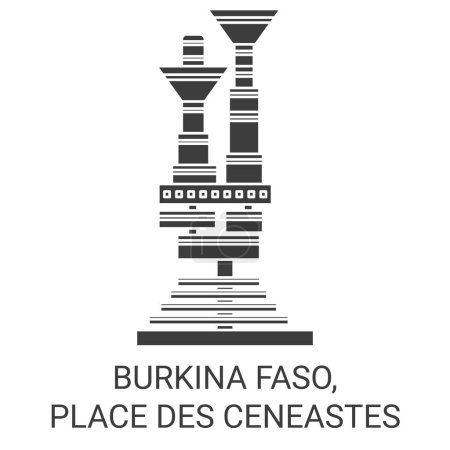 Téléchargez les illustrations : Burkina Faso, illustration vectorielle vectorielle de ligne de voyage de la Place Des Ceneastes - en licence libre de droit