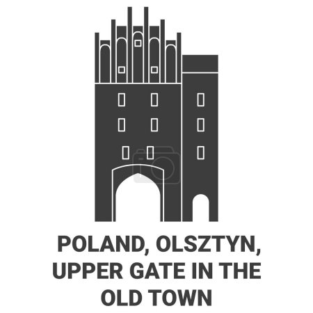 Illustration for Poland, Olsztyn, Upper Gate In The Old Town travel landmark line vector illustration - Royalty Free Image