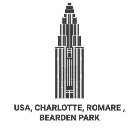 Illustration for Usa, Charlotte, Romare , Bearden Park travel landmark line vector illustration - Royalty Free Image