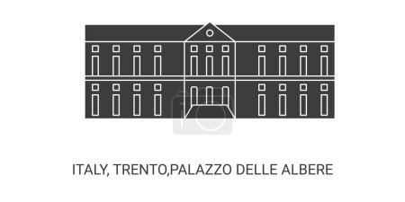 Ilustración de Italia, Trento, Palazzo Delle Albere, ilustración del vector de línea de referencia de viaje - Imagen libre de derechos