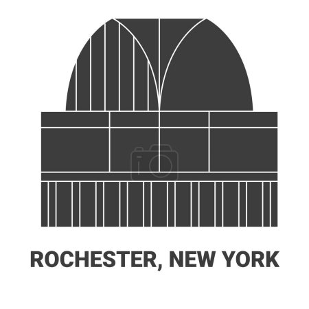 Téléchargez les illustrations : États-Unis, Rochester, New York illustration vectorielle de ligne de voyage historique - en licence libre de droit