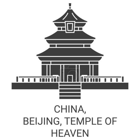 Téléchargez les illustrations : Chine, Pékin, Temple du Ciel Voyage illustration vectorielle ligne historique - en licence libre de droit