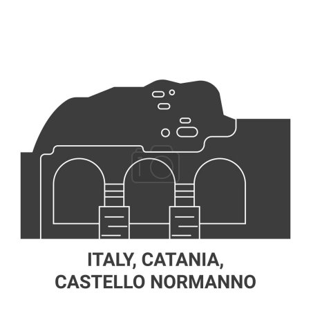 Illustration for Italy, Catania, Castello Normanno travel landmark line vector illustration - Royalty Free Image