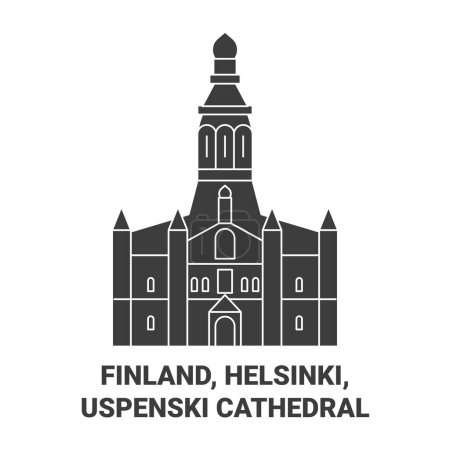 Illustration for Finland, Helsinki, Uspenski Cathedral travel landmark line vector illustration - Royalty Free Image