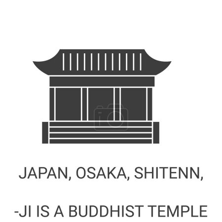 Illustration for Japan, Osaka, Shitenn, Ji Is A Buddhist Temple travel landmark line vector illustration - Royalty Free Image