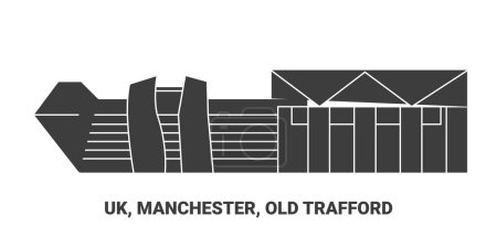 Téléchargez les illustrations : Angleterre, Manchester, Old Trafford, illustration vectorielle de ligne de repère de voyage - en licence libre de droit