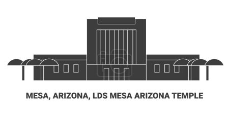Téléchargez les illustrations : États-Unis, Mesa, Arizona, Temple Lds Mesa Arizona, illustration vectorielle de ligne de repère de voyage - en licence libre de droit